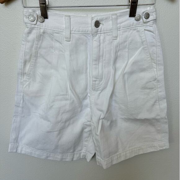 Madewell Harlow White Denim Mom High Rise Pleated Shorts Cotton Women Sz 23 NWT - Picture 10 of 10